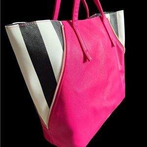 Juicy CoutureVibrant Pink and Black Striped Tote